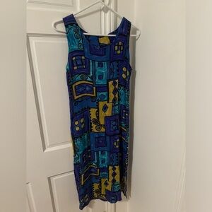 Spark’s Blue Picasso Cubism Art Deco Dress with Slit